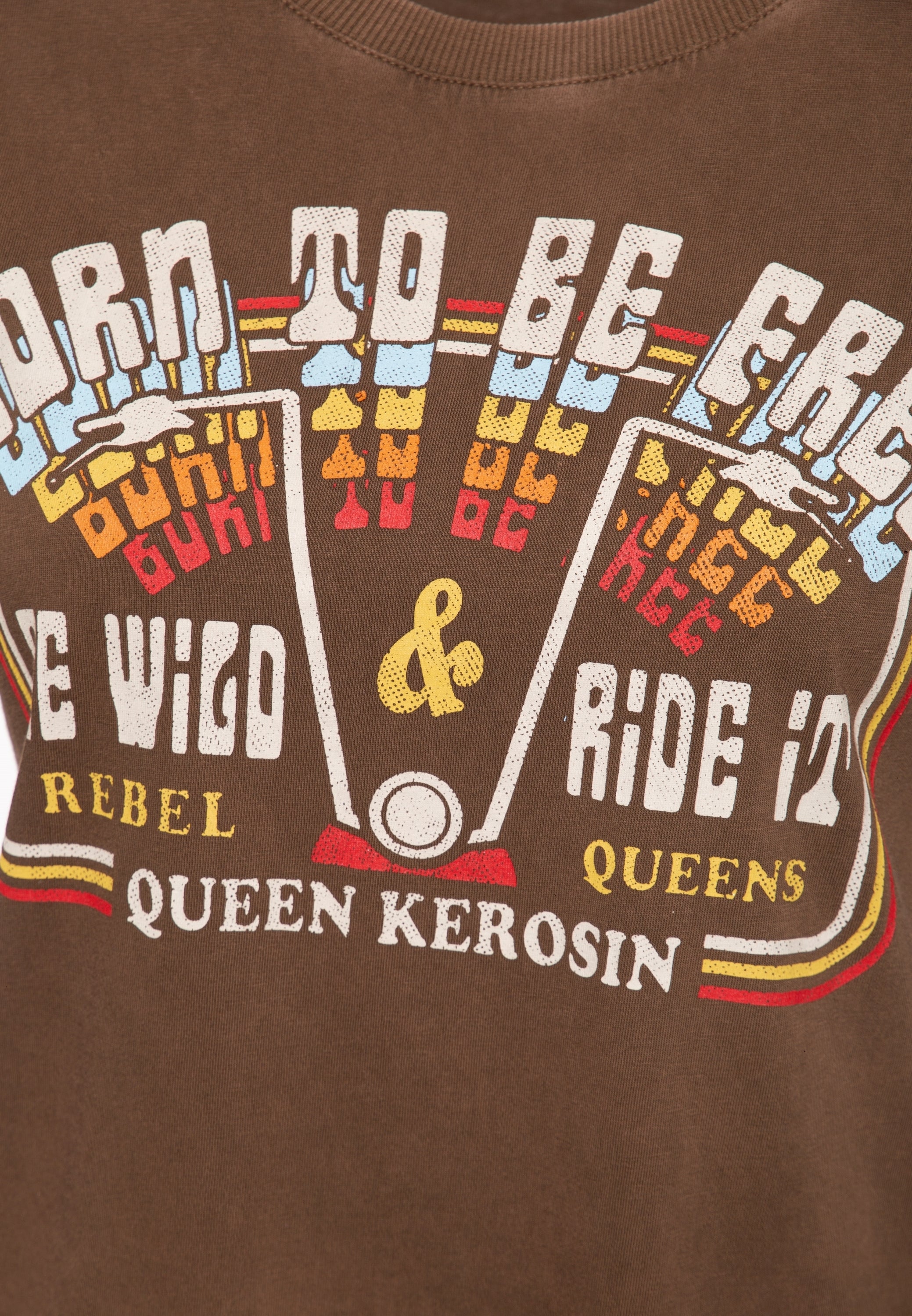 Queen Kerosin - Acidwash T-Shirt «Free Born»