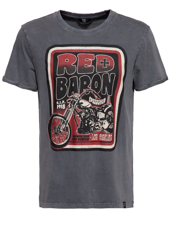 King Kerosin - Acidwash T-Shirt «Red Baron Speedshop»