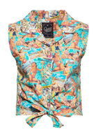 Queen Kerosin - Ärmellose Bluse zum Binden «50's Vacation»