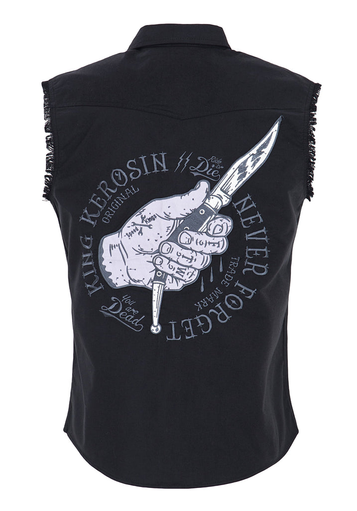 Queen Kerosin Ärmelloses Hemd mit Stickerei