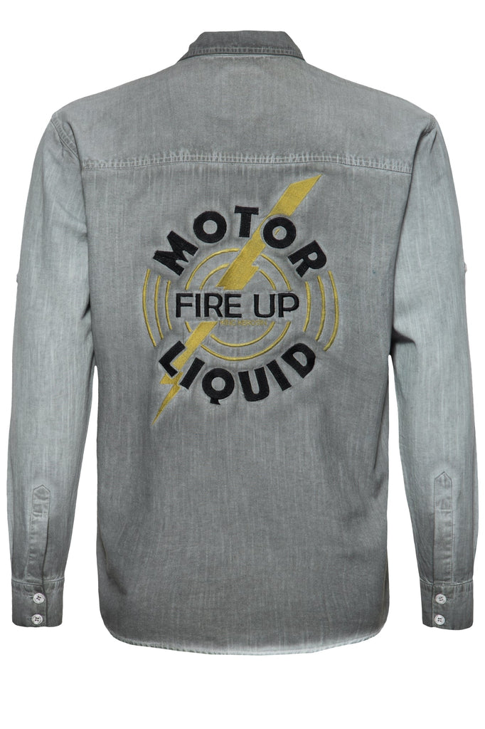 Queen Kerosin Authentisches Langarmhemd «Motor Liquid»