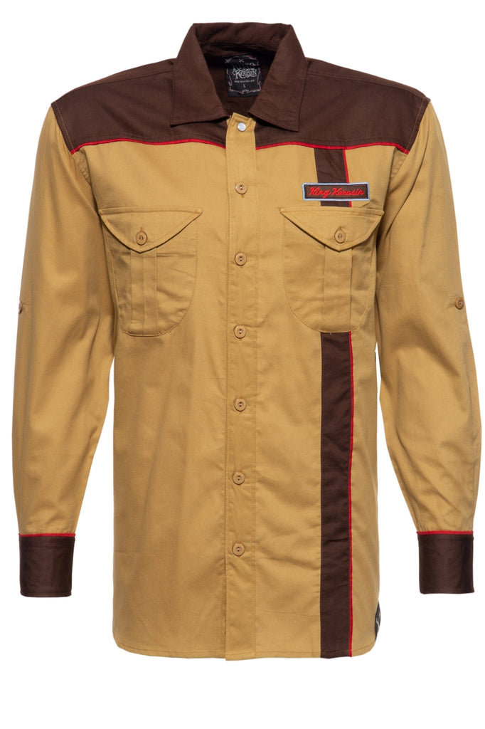 Queen Kerosin Authentisches Retro Hemd mit Stickereien «Forever 2 Wheels»