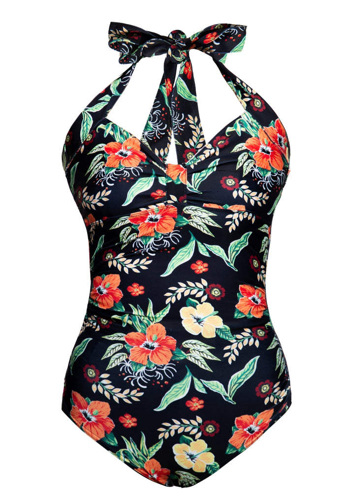 Queen Kerosin Badeanzug «Hibiskus Black»