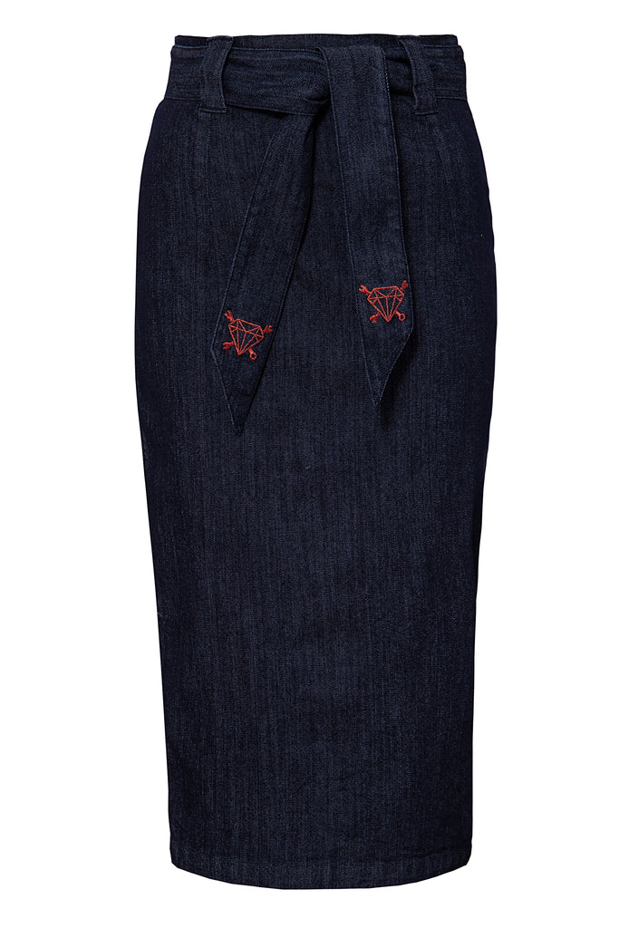 Queen Kerosin Bleistiftrock mit Bindegürtel