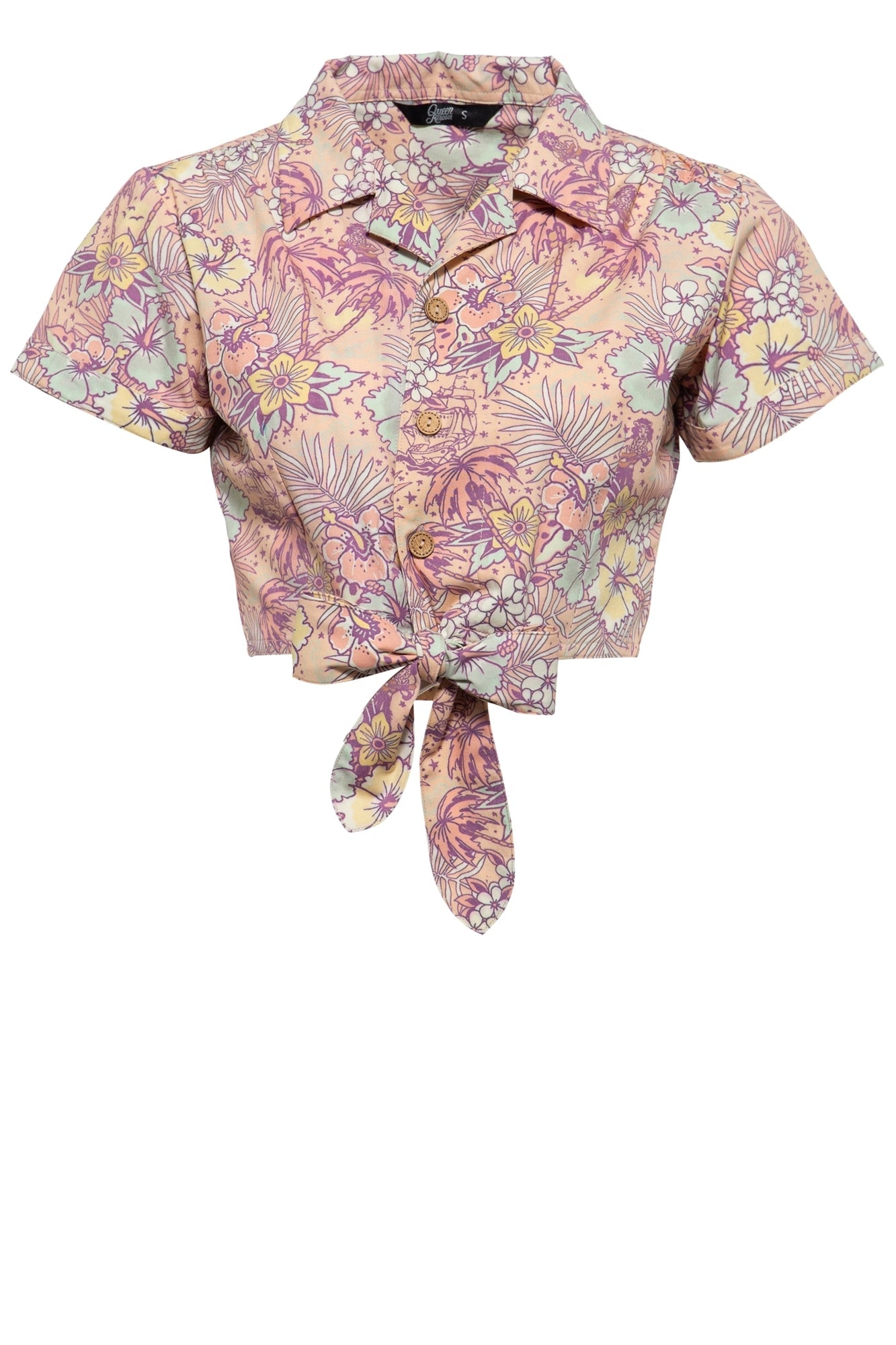 Queen Kerosin - Bluse mit hawaiianischem Muster