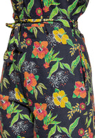 Queen Kerosin - Blusen Jumpsuit «Hibiscus Black»