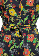 Queen Kerosin - Blusen Jumpsuit «Hibiscus Black»