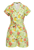 Queen Kerosin - Blusen Jumpsuit «Hibiscus Mint»