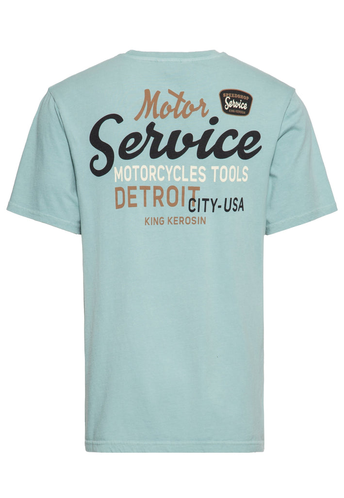 King Kerosin - Classic T-Shirt Acid washed Print «Detroit Motor Service»