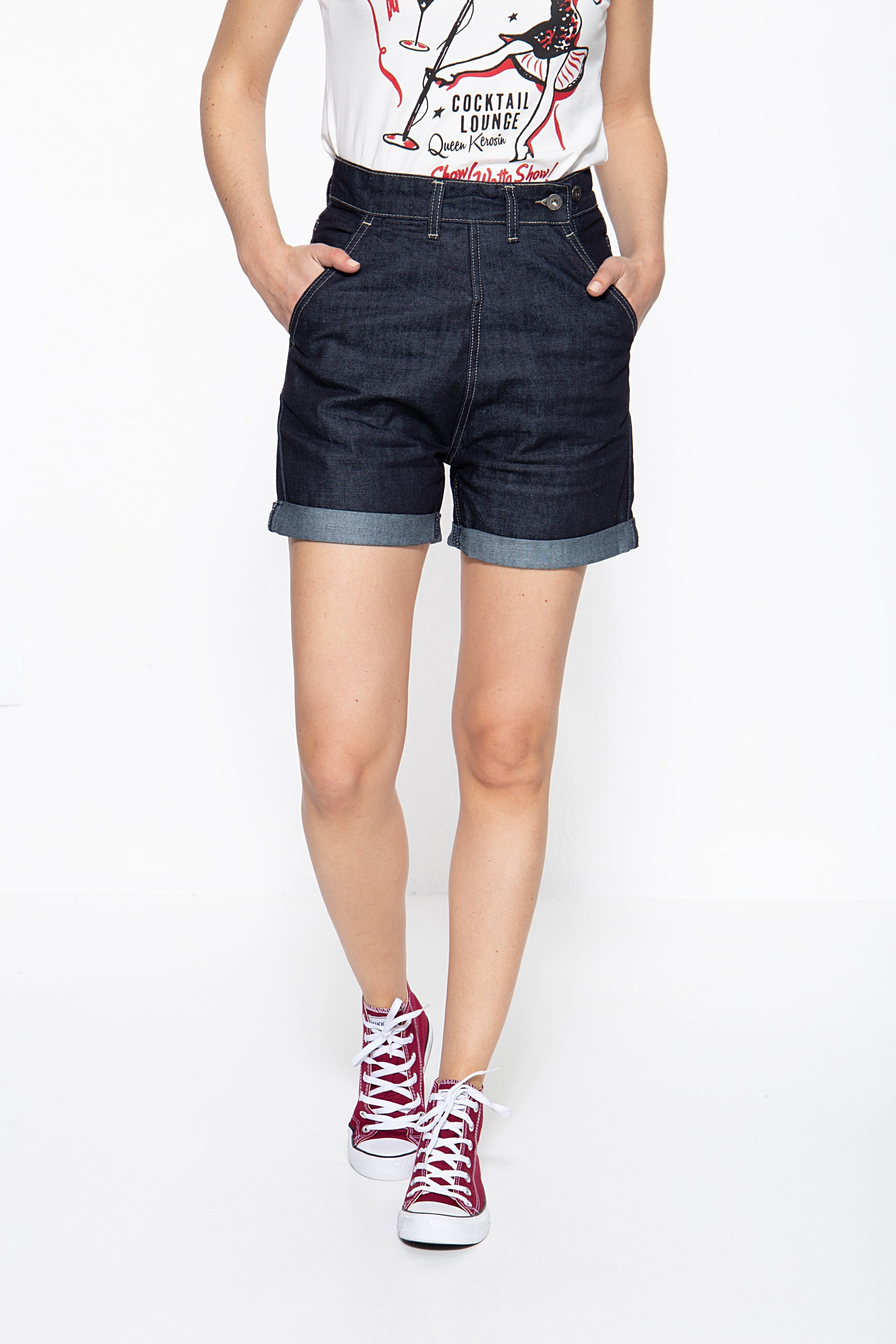 Queen Kerosin - Damenshorts mit verstecktem Verschluss