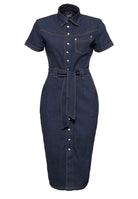 Queen Kerosin - Denim Bleistiftkleid in Vintage-Optik