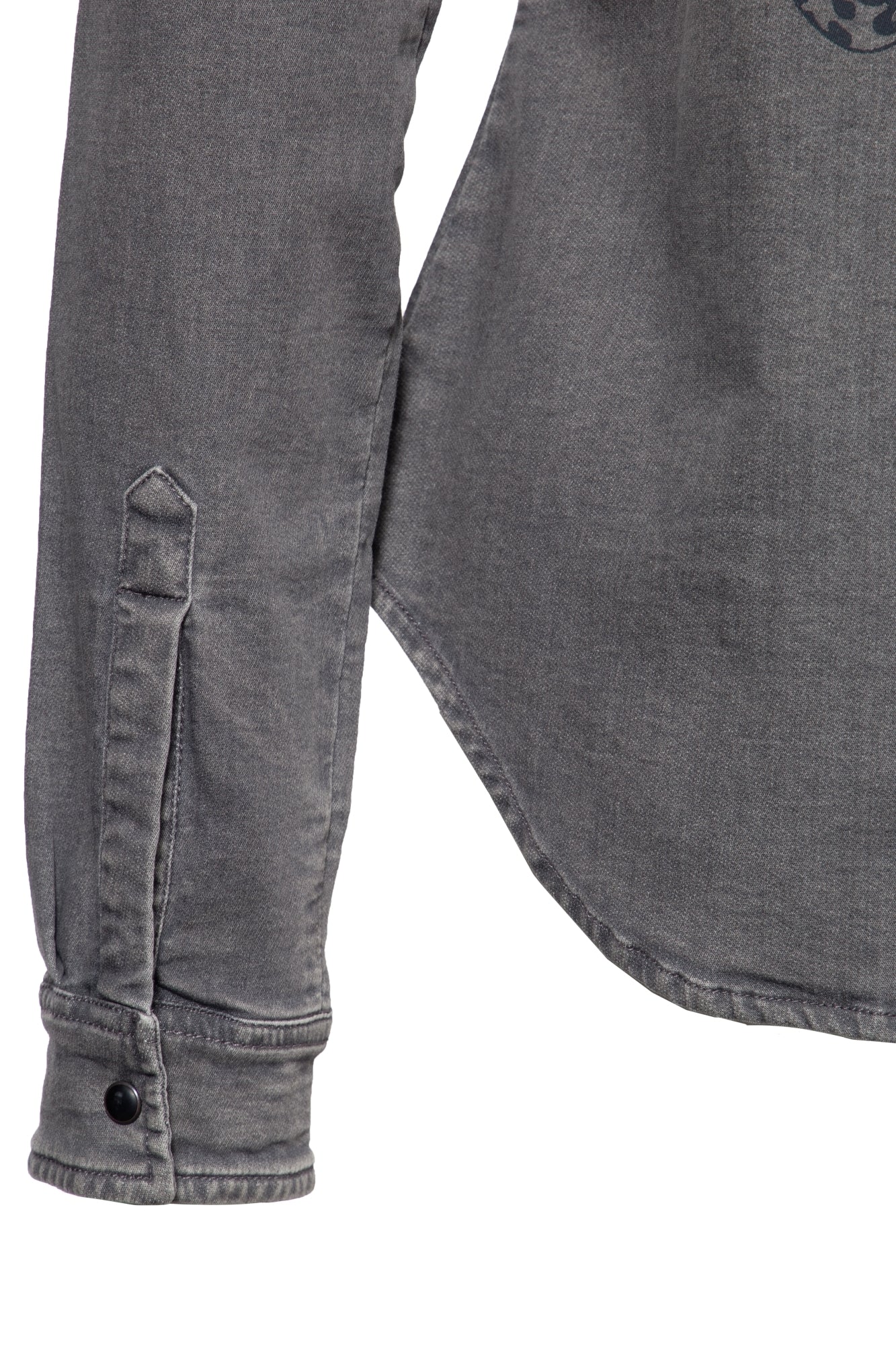 Queen Kerosin - Denim-Bluse mit legerem Waschungseffekt und Backprint