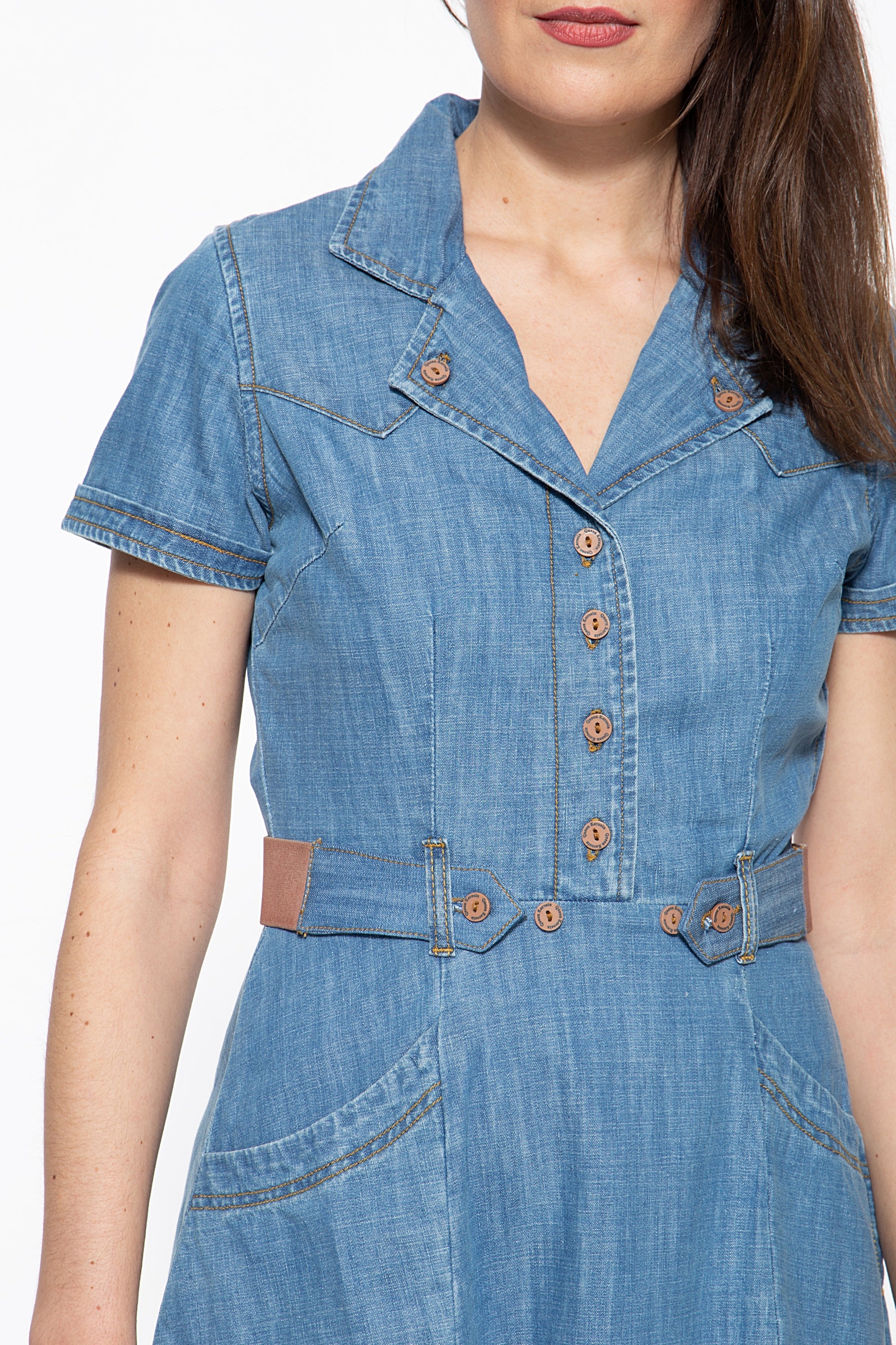Queen Kerosin - Denim Kleid im Westernlook