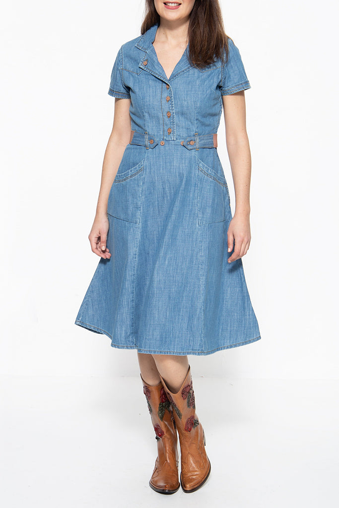 Queen Kerosin - Denim Kleid im Westernlook