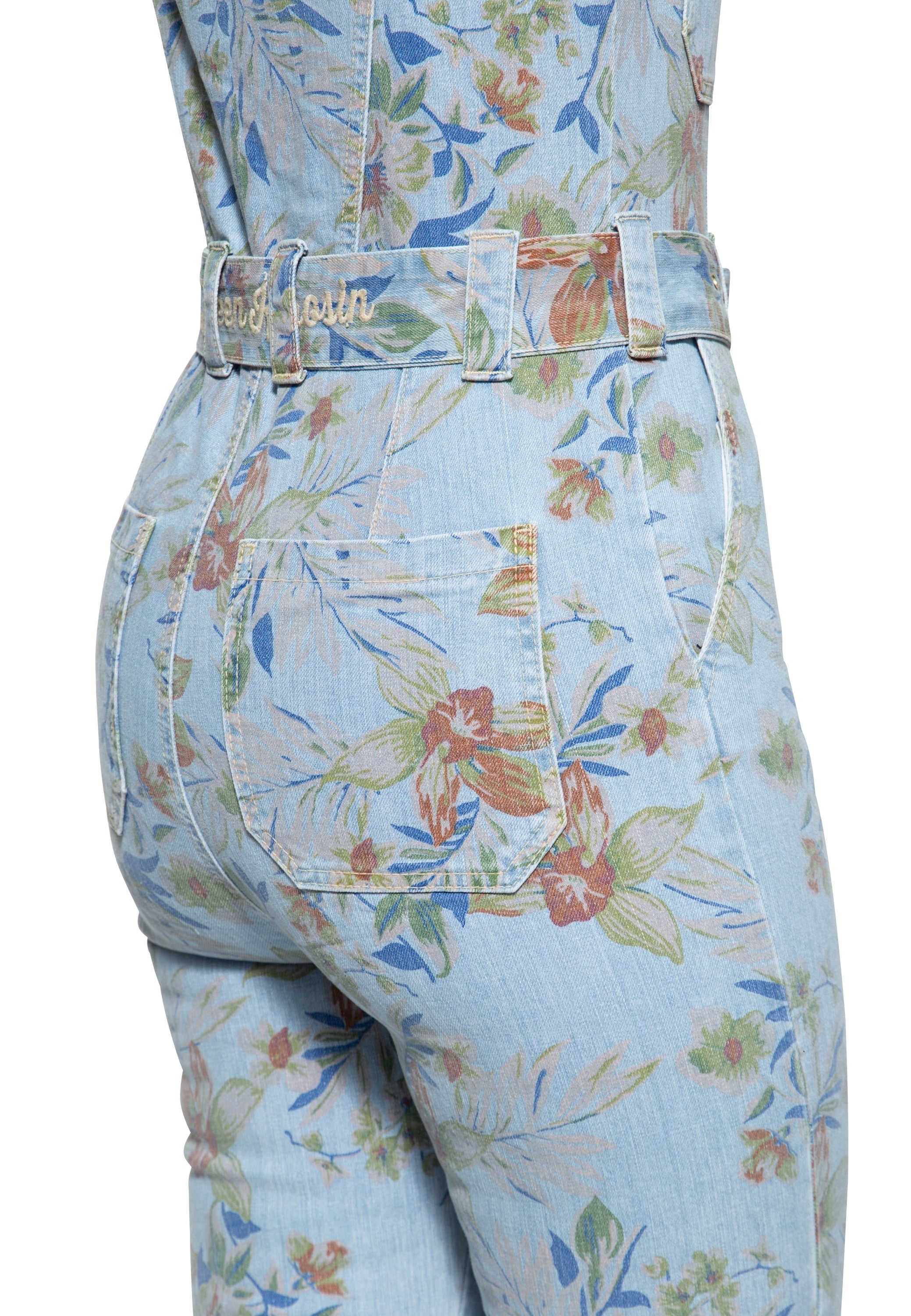 Queen Kerosin - Denim Overall mit Allover-Print «Hawaii»