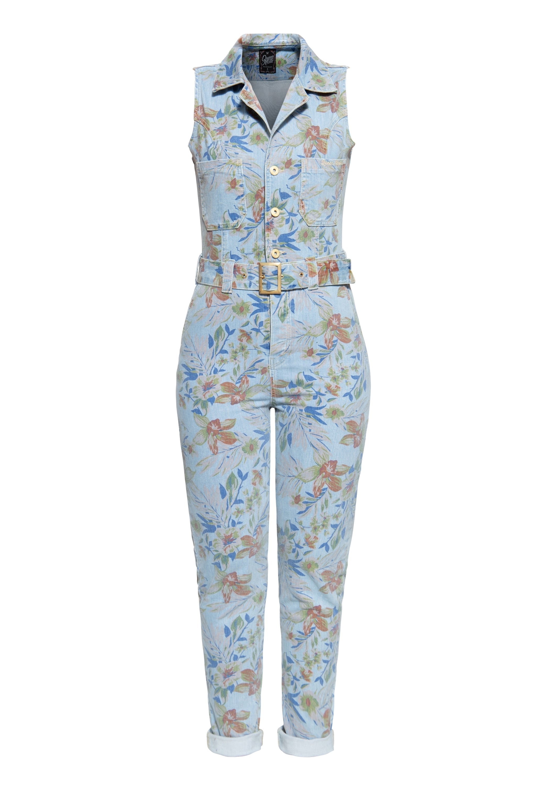 Queen Kerosin - Denim Overall mit Allover-Print «Hawaii»