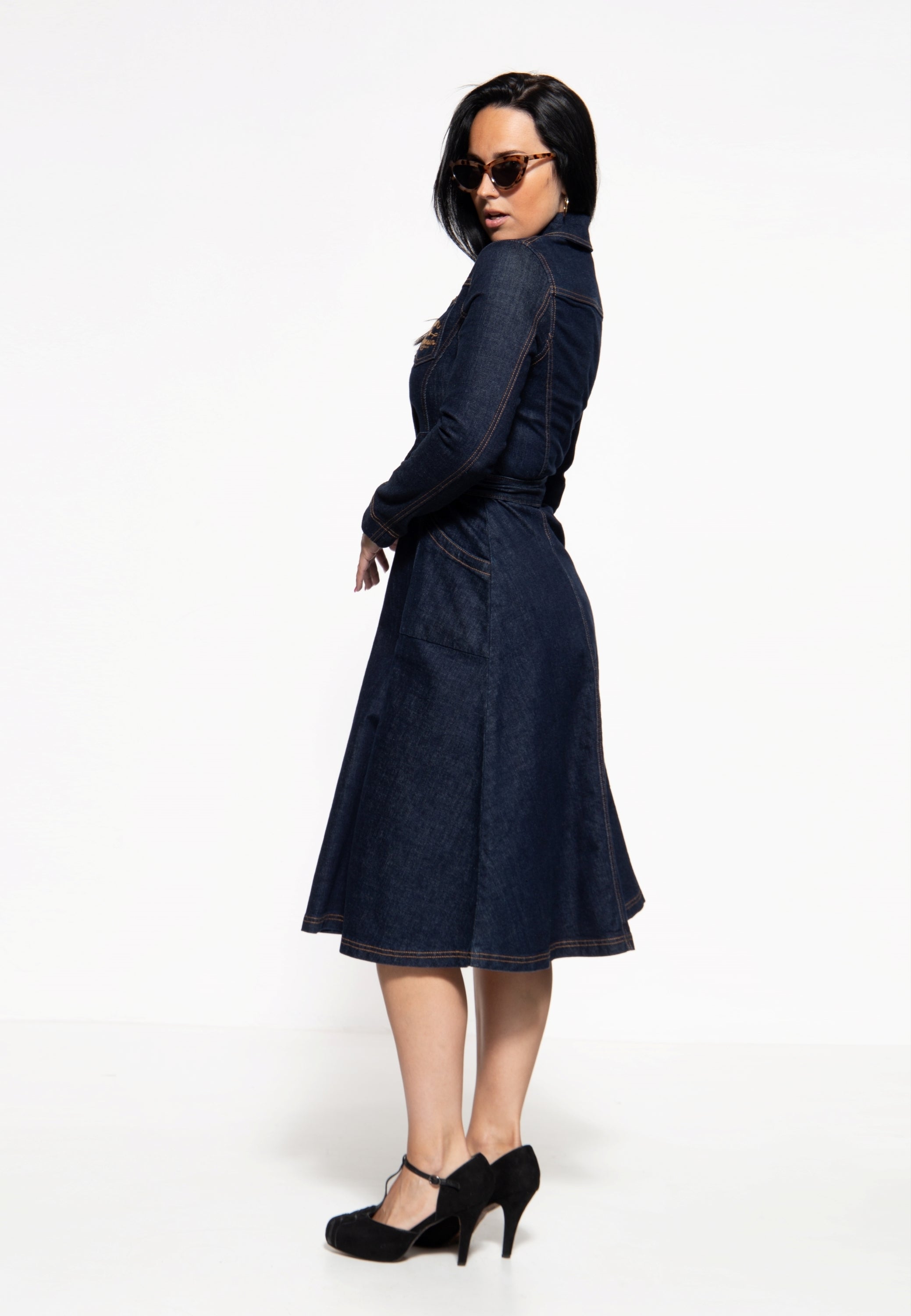 Queen Kerosin - Denim Swing-Dress «Q Crown»