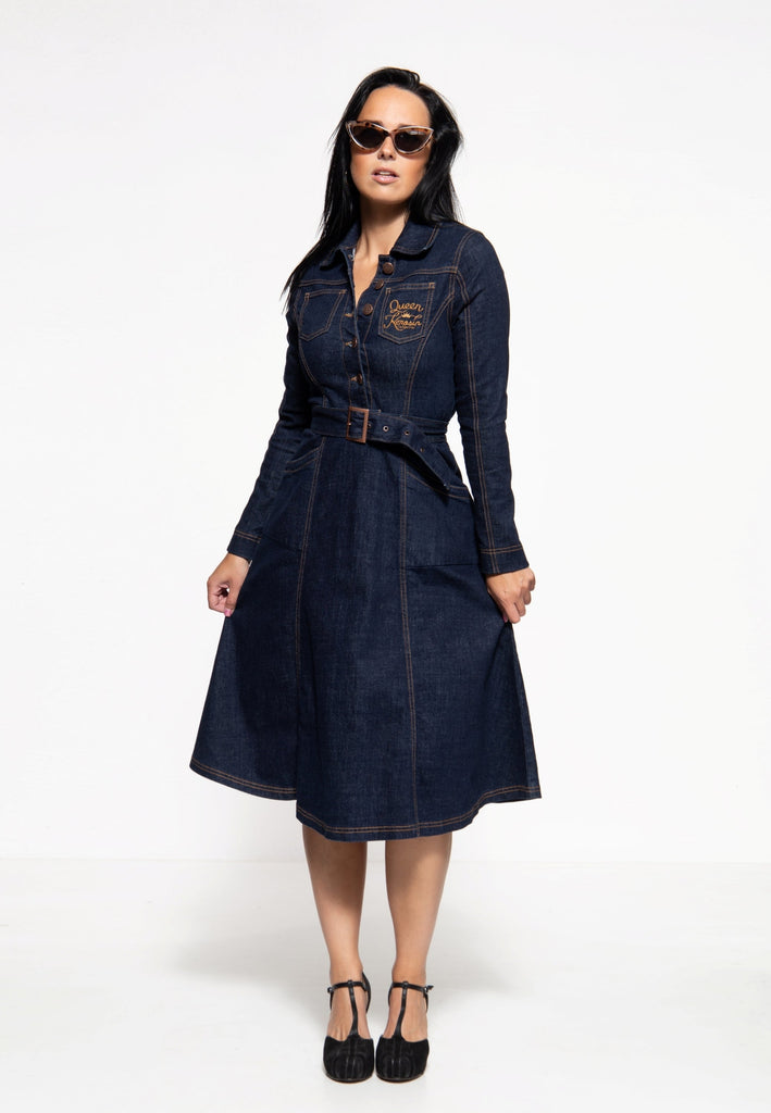 Queen Kerosin - Denim Swing-Dress «Q Crown»