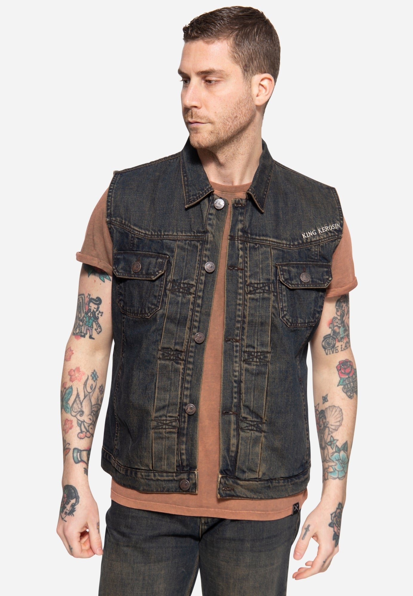 King Kerosin - Denim Weste «Motor State»