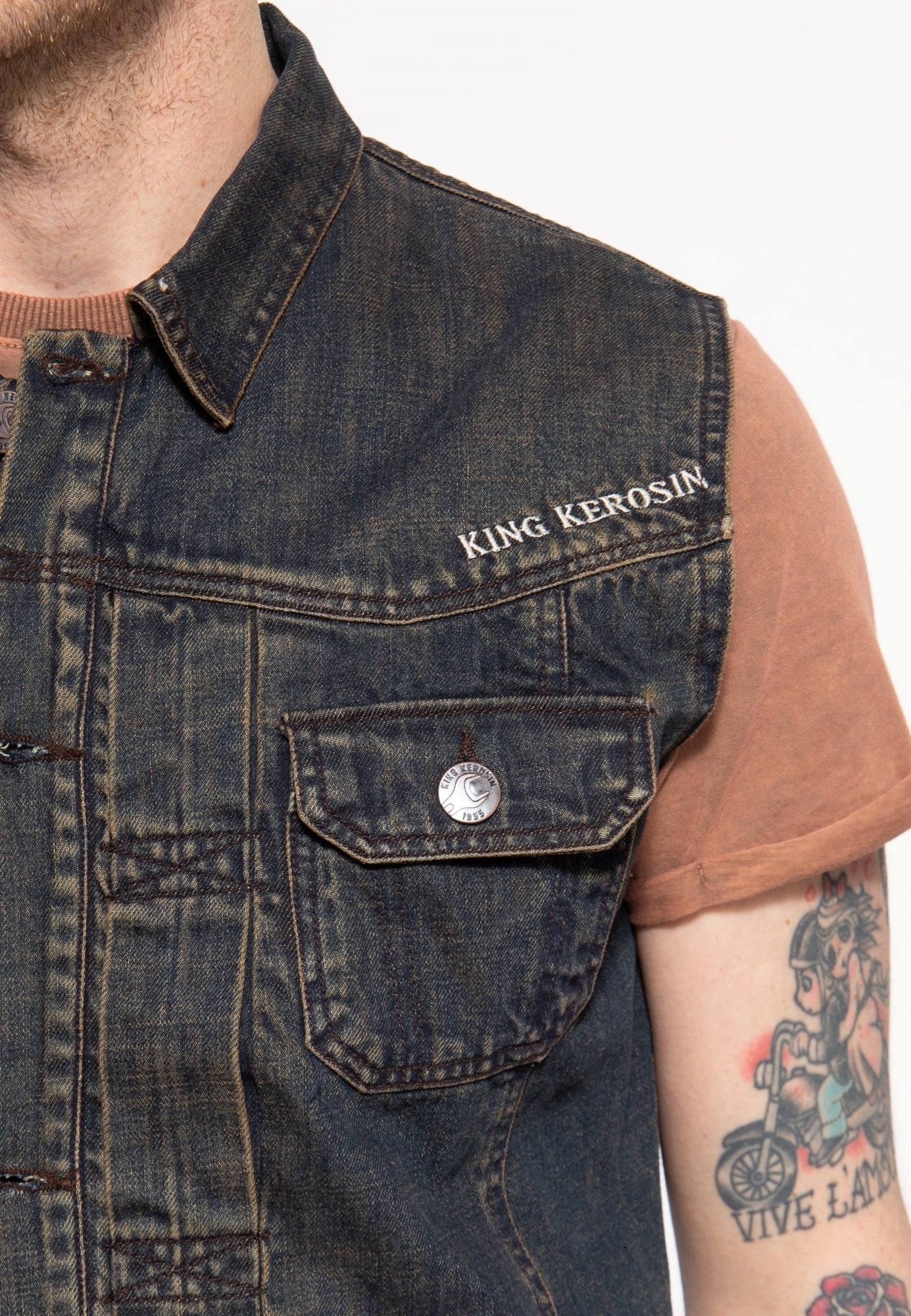 King Kerosin - Denim Weste «Motor State»