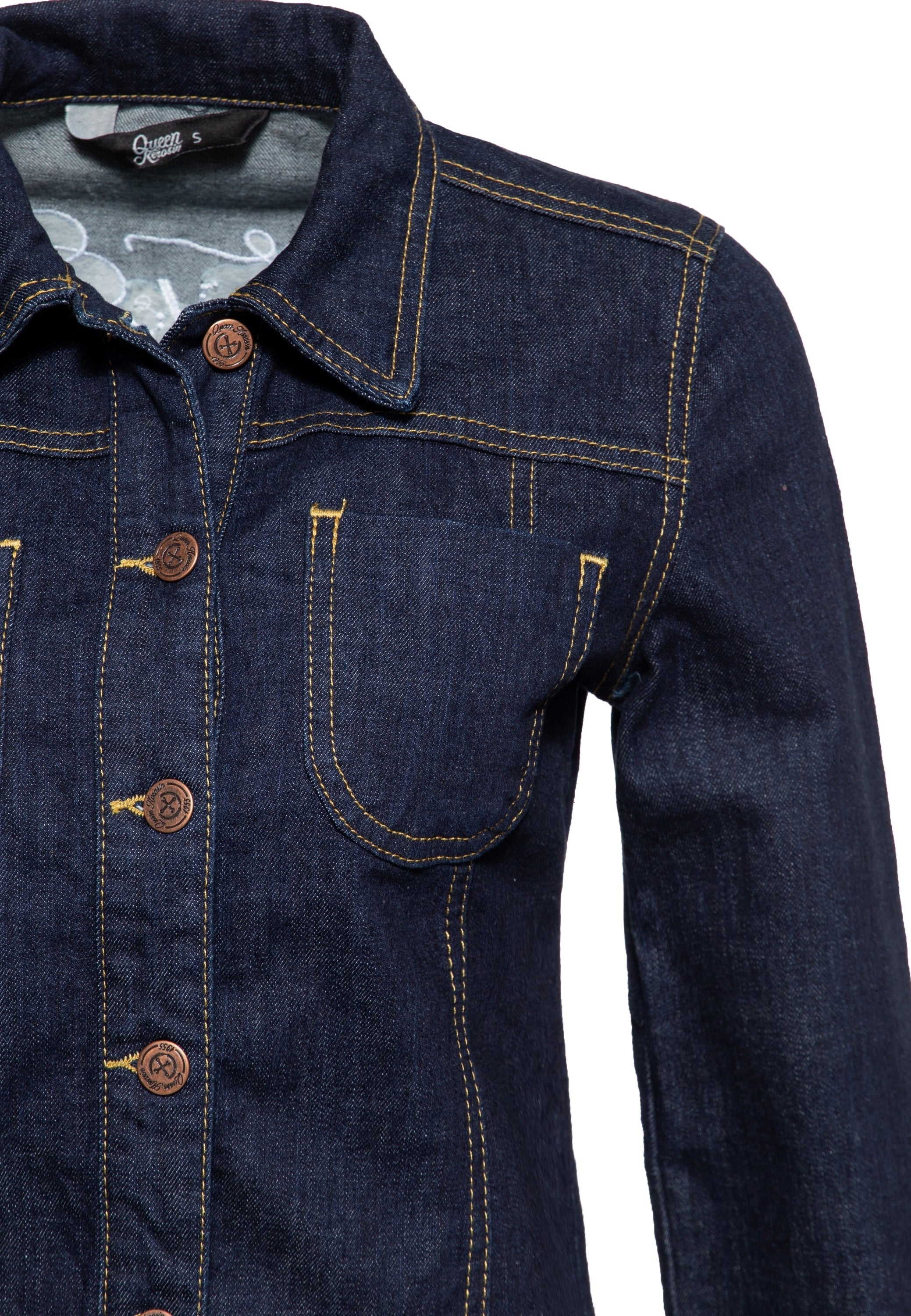 Queen Kerosin - Denim Workwear Jacke «Rock'n'Roll Rebel Queen»