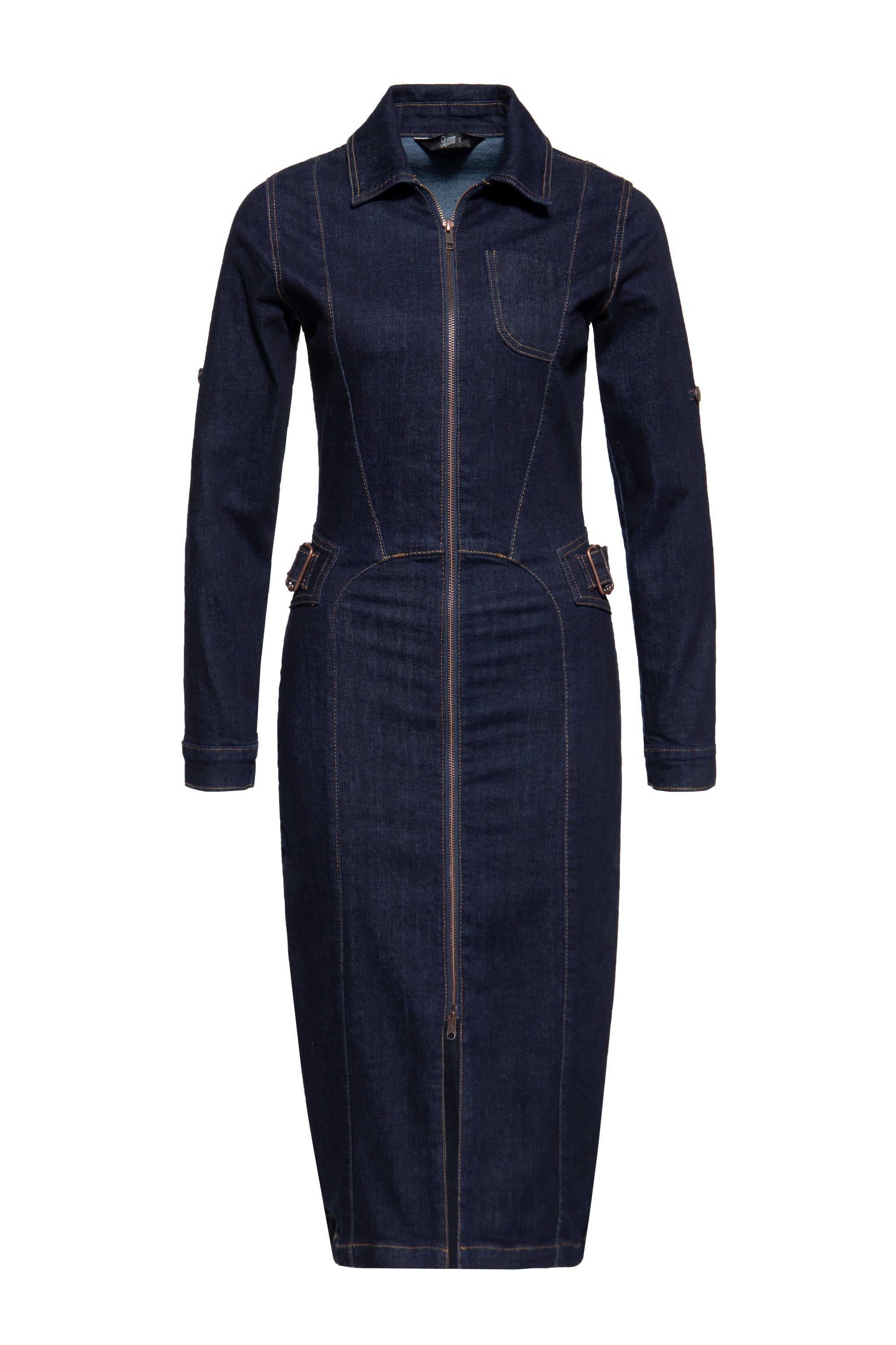 Queen Kerosin - Denim Workwear Pencil Kleid