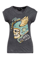 Queen Kerosin - Enzymewash T-Shirt «Ride Free South Dakota»
