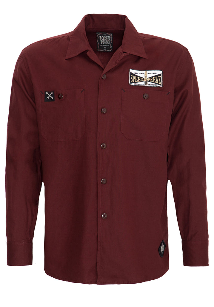 Queen Kerosin Hemd im Workwear mit Stickerei im Rücken «Ride Like Thunder»