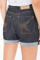 Queen Kerosin - High Waist Jeans Shorts mit seitlichem Reißverschluss