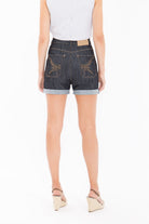 Queen Kerosin - High Waist Jeans Shorts mit seitlichem Reißverschluss