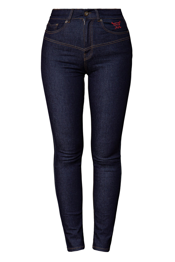 Queen Kerosin High Waist Jeanshose im 5 Pocket Design «Betty»