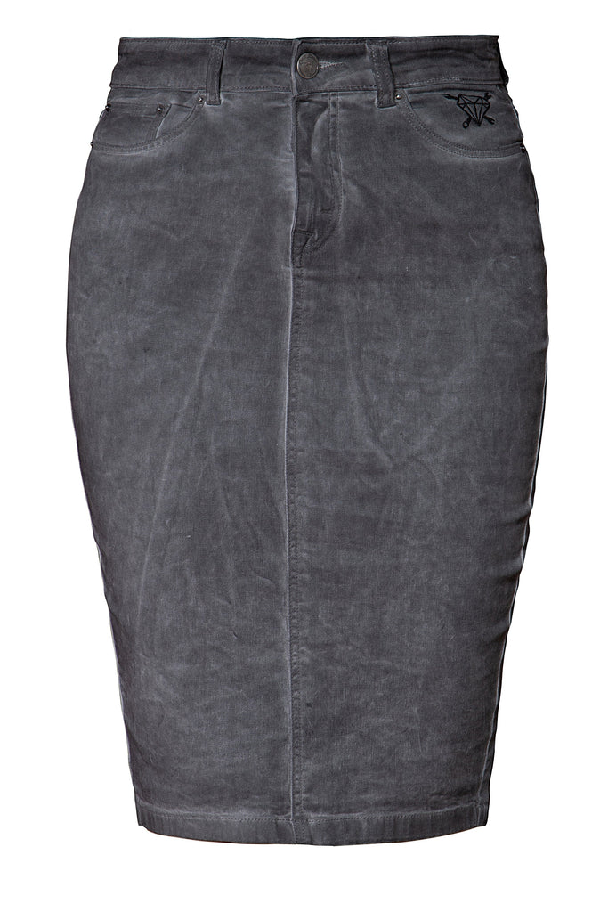 Queen Kerosin Jeans Bleistiftrock mit Oilwash Effekt