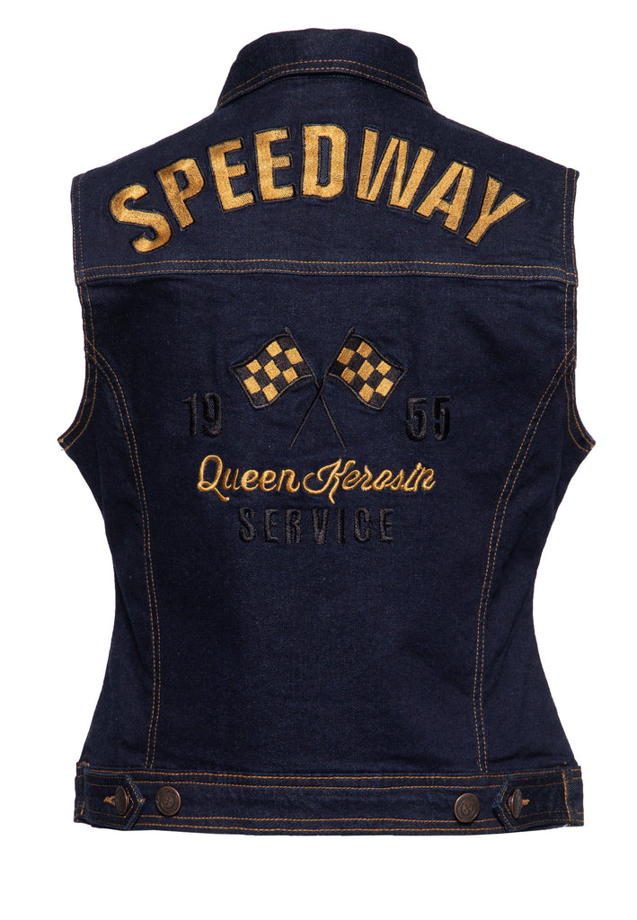 Queen Kerosin Jeans Weste «Speedway»