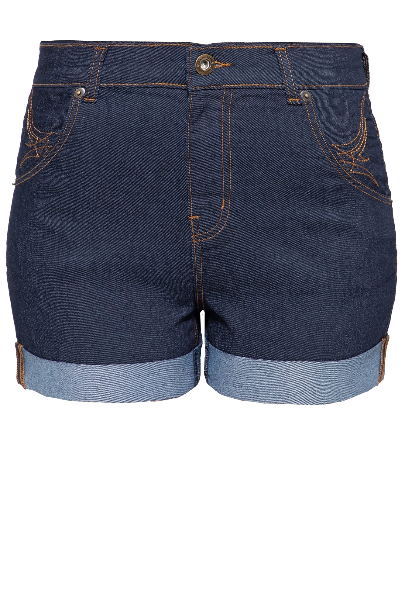 Jeansshorts mit Saumaufschlag und besticken Gesäßtaschen - KING KEROSIN