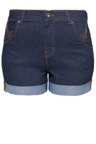 Jeansshorts mit Saumaufschlag und besticken Gesäßtaschen - KING KEROSIN