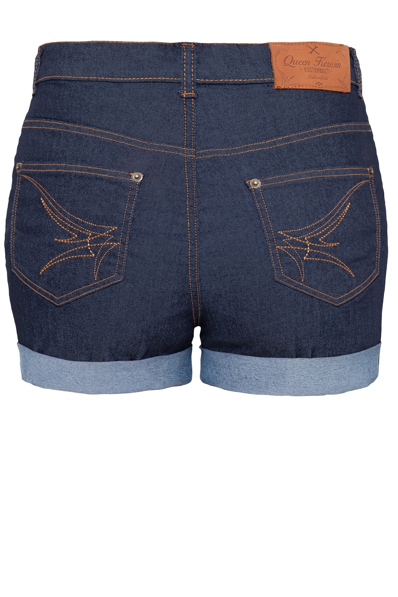 Jeansshorts mit Saumaufschlag und besticken Gesäßtaschen - KING KEROSIN