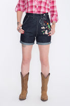 Jeansshorts mit Stickereien im Western-Look - KING KEROSIN