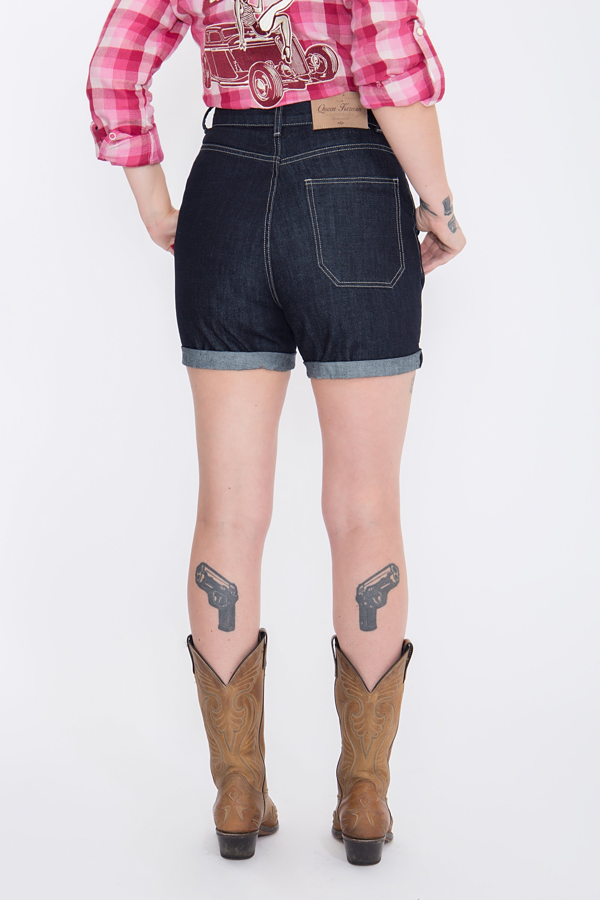 Jeansshorts mit Stickereien im Western-Look - KING KEROSIN
