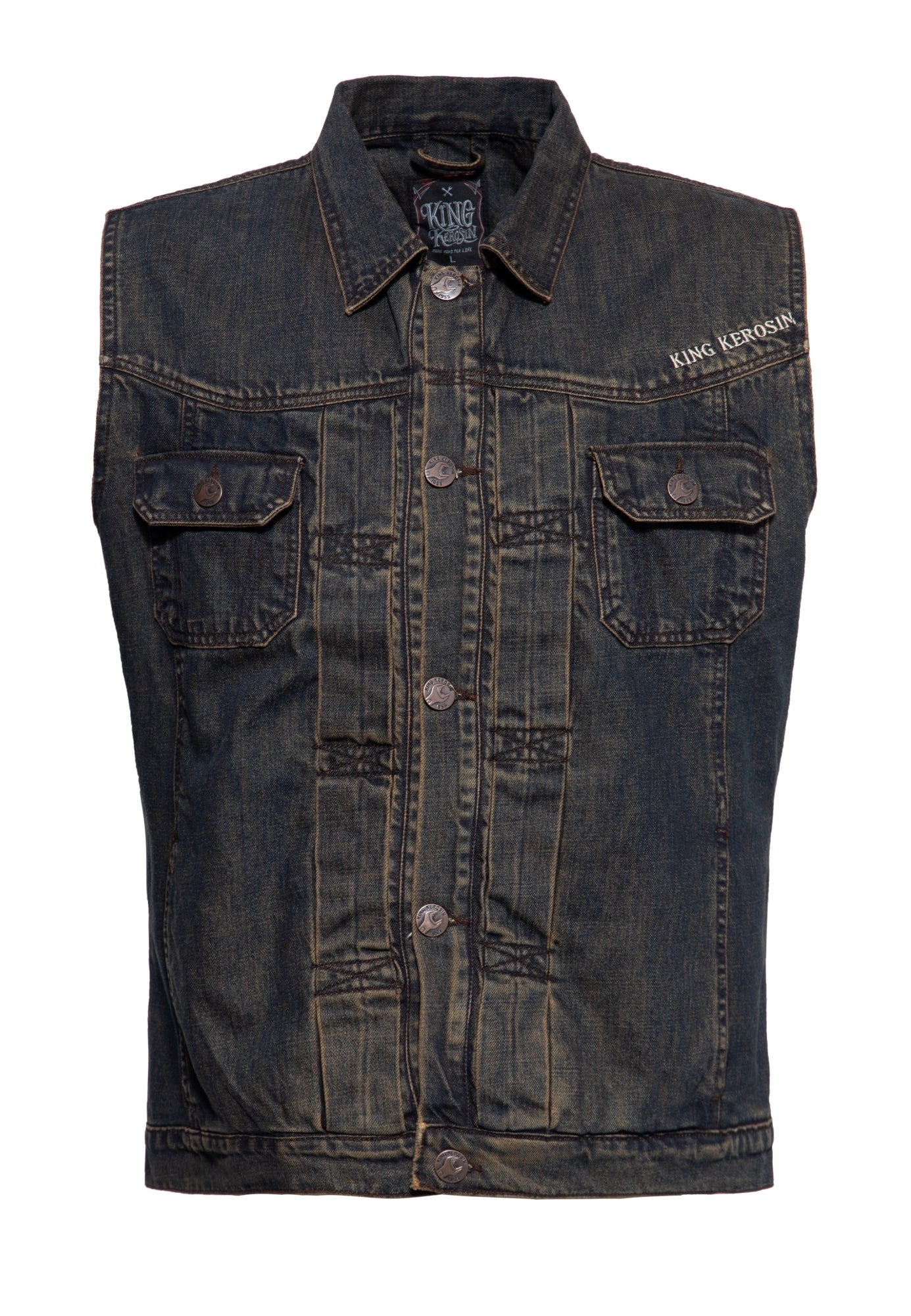 King Kerosin - Denim Weste Stickerei «Motor State»