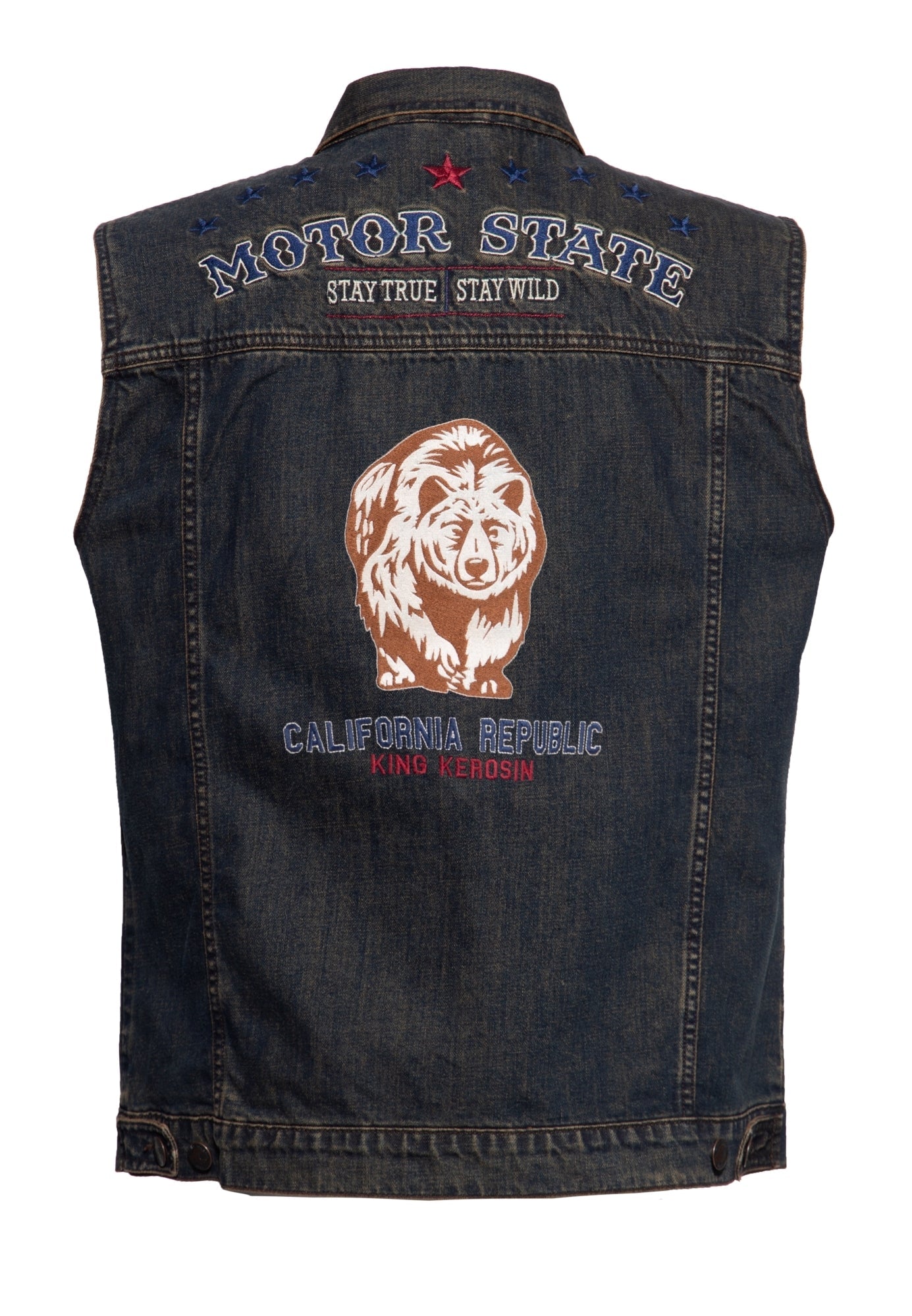 King Kerosin - Denim Weste Stickerei «Motor State»