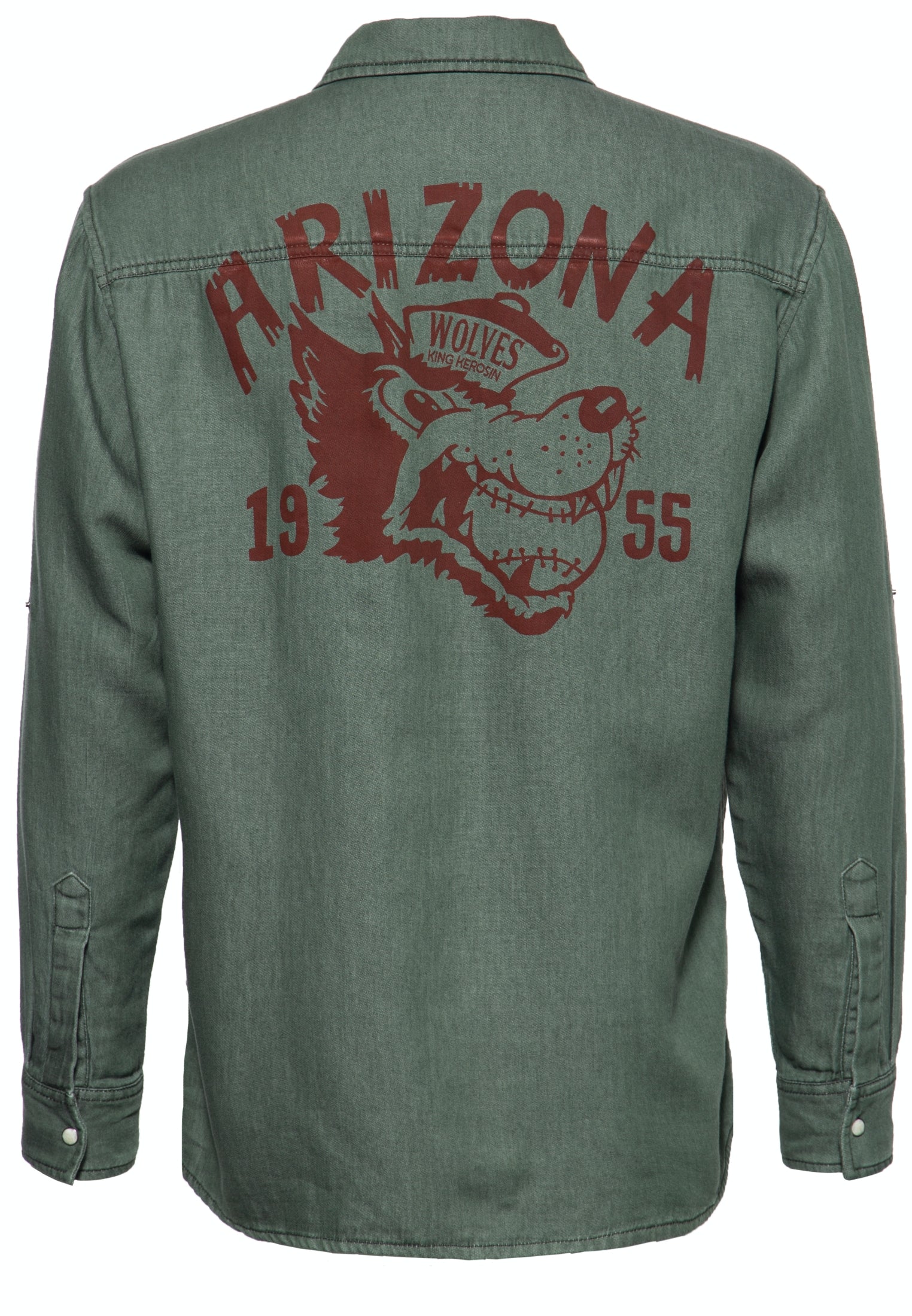 King Kerosin - Hochwertiges Langarmhemd mit Backprint «Arizona Wolves»
