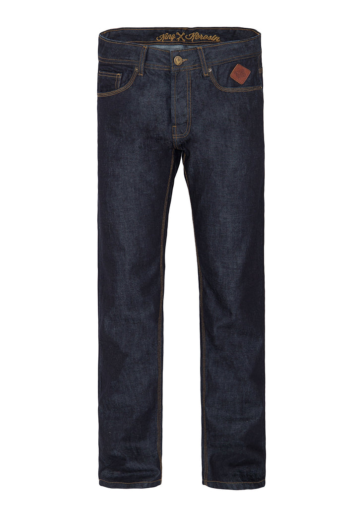 Queen Kerosin Regular Fit Jeans in dark blue mit Logo-Patch «Robin»