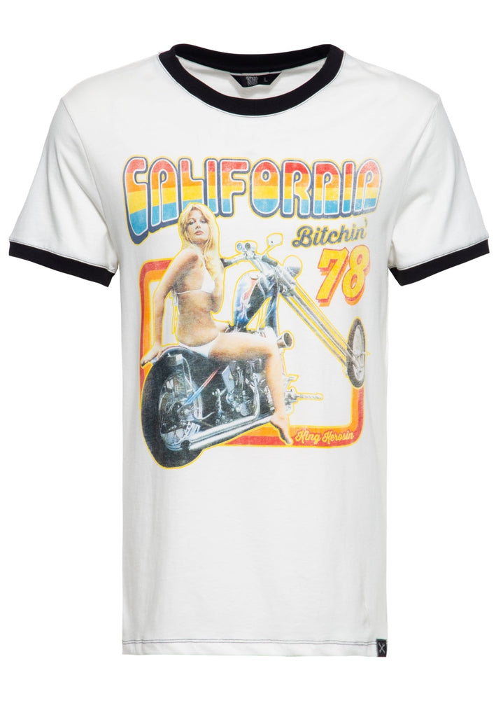 Queen Kerosin Kontrast T-Shirt «California Bitchin»