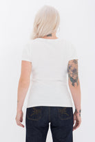 Queen Kerosin - Kurzarm Shirt mit coolem Retro-Print «Flame Bar»
