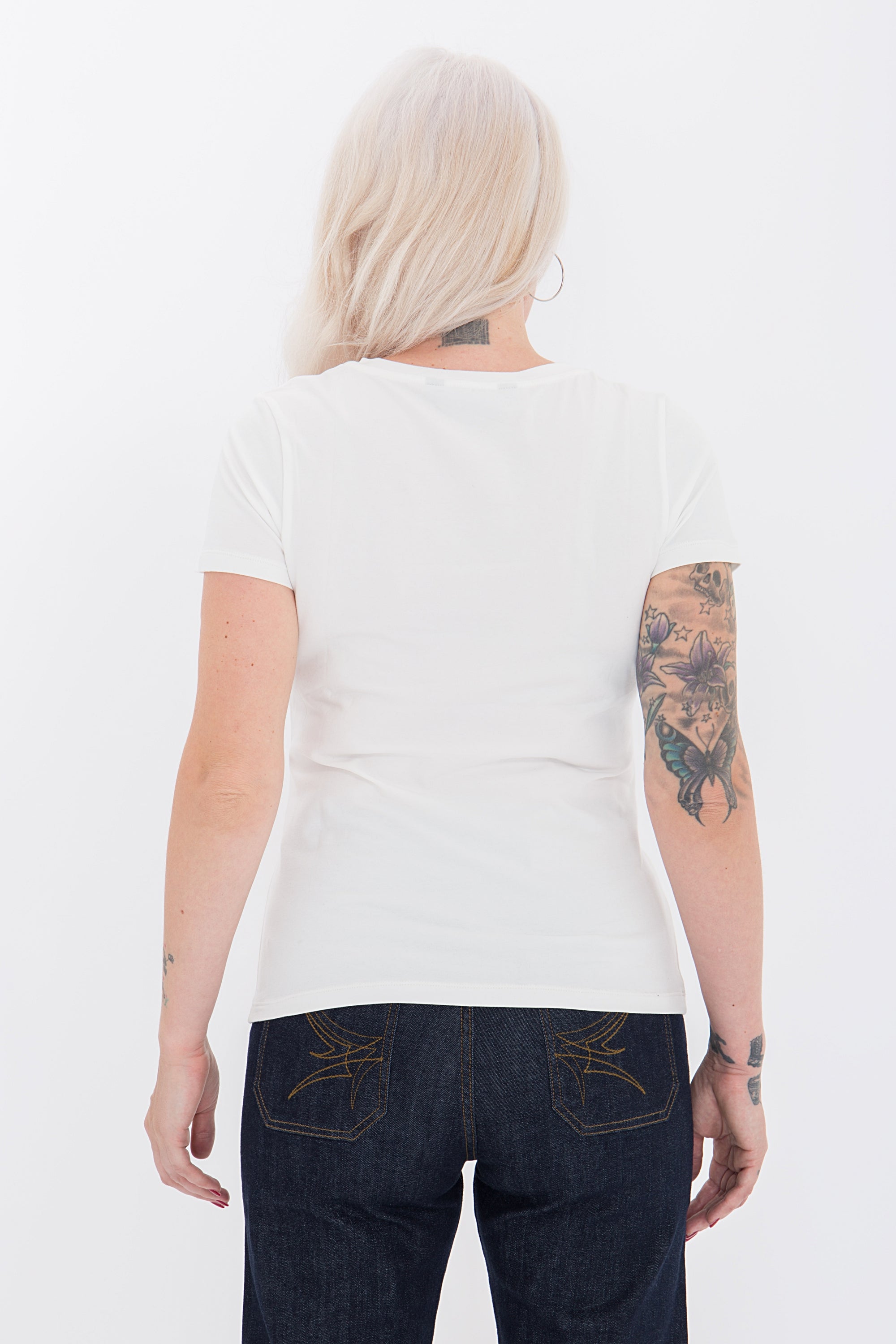 Queen Kerosin - Kurzarm Shirt mit coolem Retro-Print «Flame Bar»