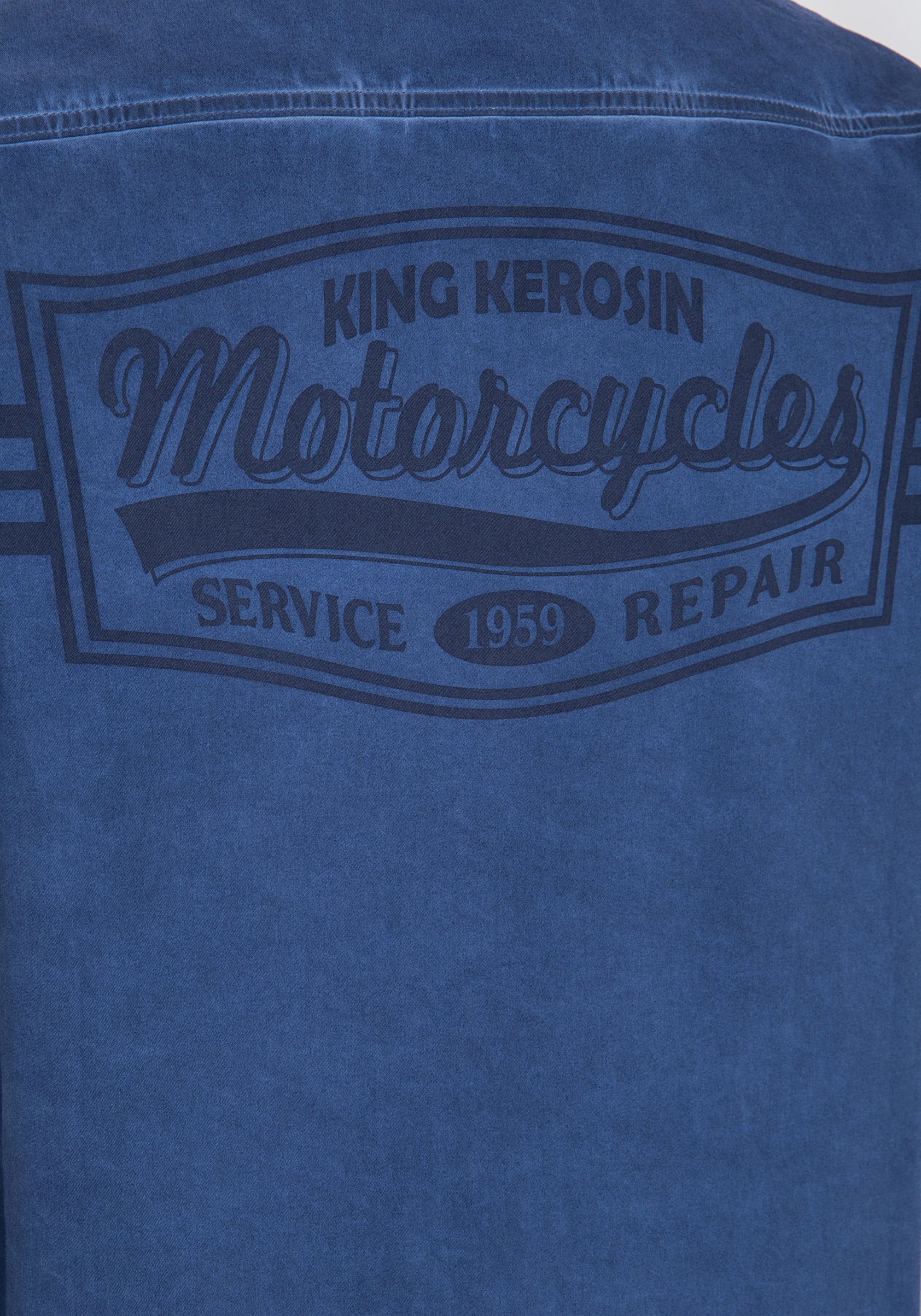 King Kerosin - Kurzarmhemd mit Stickerei und Vintageprint «Motorcycle»