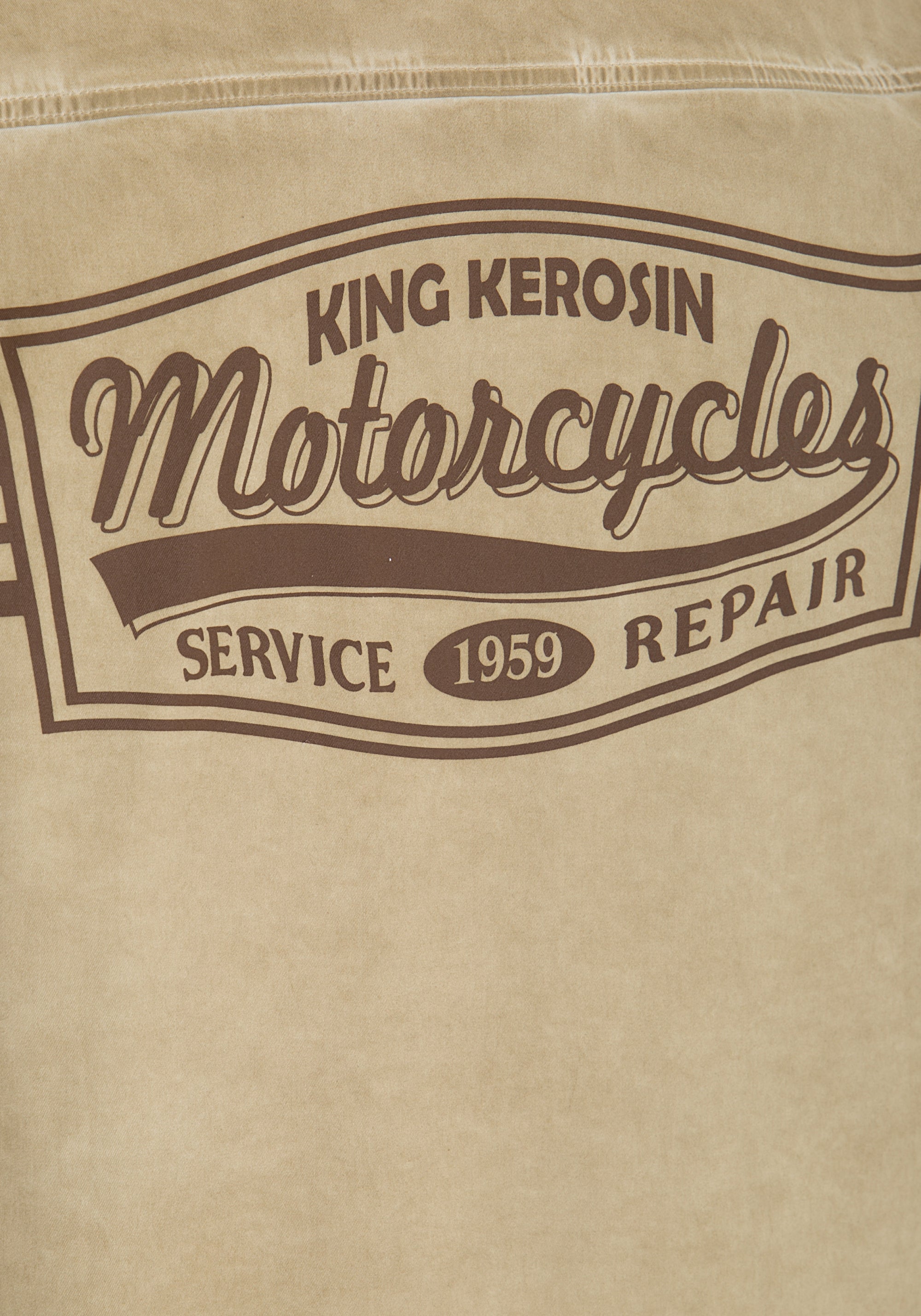 King Kerosin - Kurzarmhemd mit Stickerei und Vintageprint «Motorcycle»