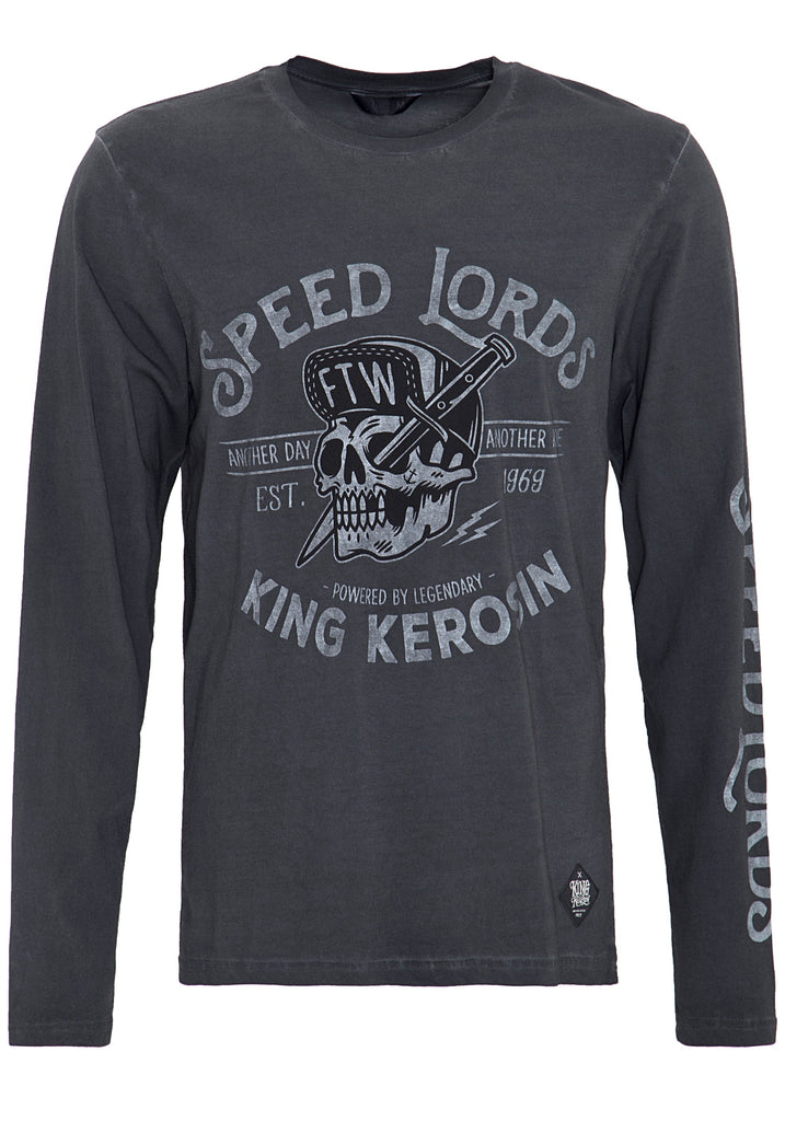 Queen Kerosin Langarm Shirt mit Front- und Ärmeldruck «Speed Lords»