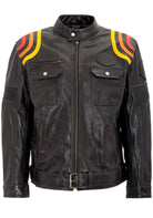 Lederjacke mit kontrastfarbigen Racer-Streifen - KING KEROSIN