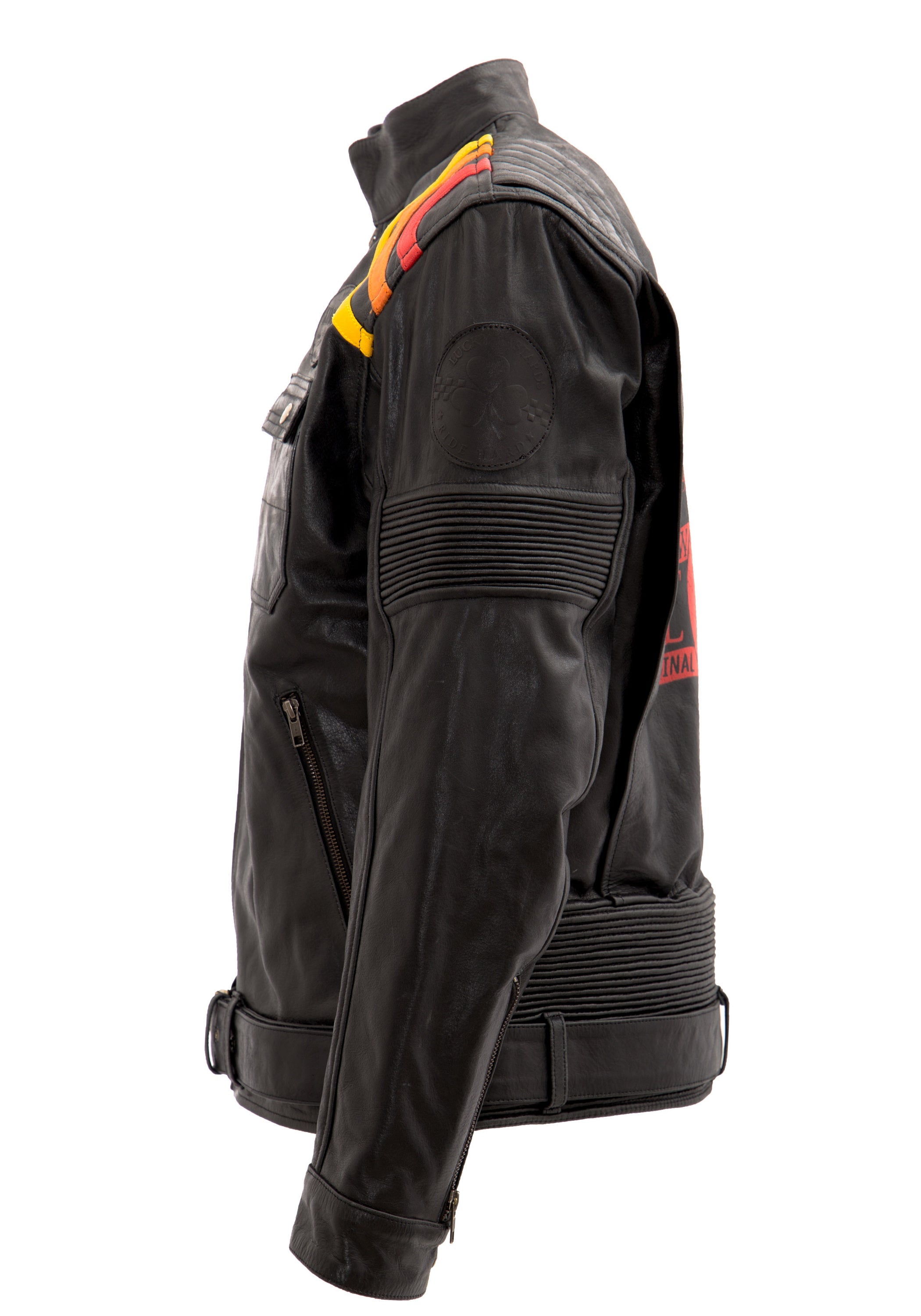 Lederjacke mit kontrastfarbigen Racer-Streifen - KING KEROSIN